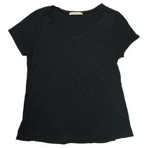 Active Basic T-Shirt V-Neck Short Sleeve Pocket Tee Women's Small/Medium Black